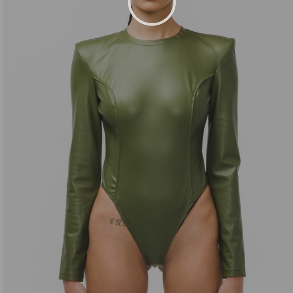 adidas x IVY PARK Green Faux-Leather Bodysuit